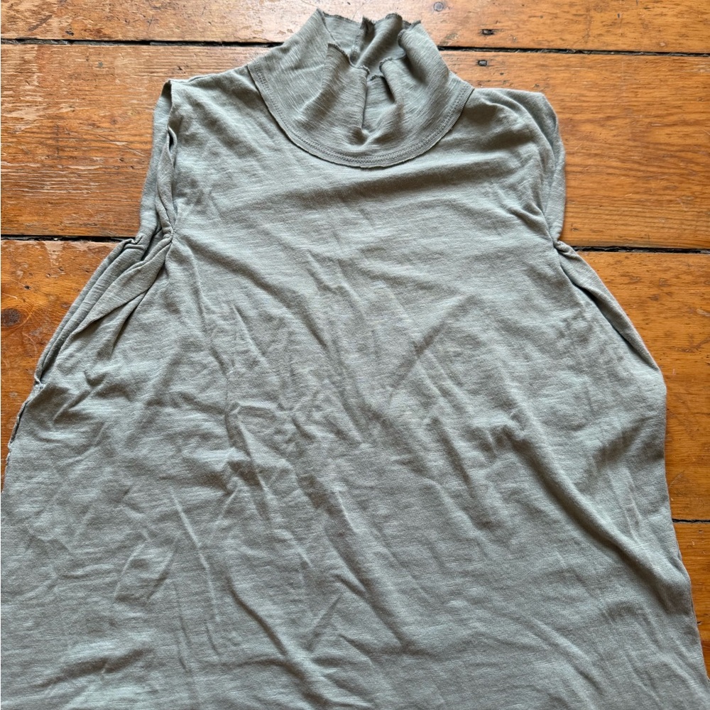 We The Free Sleeveless Mock Neck Tank - khaki grey